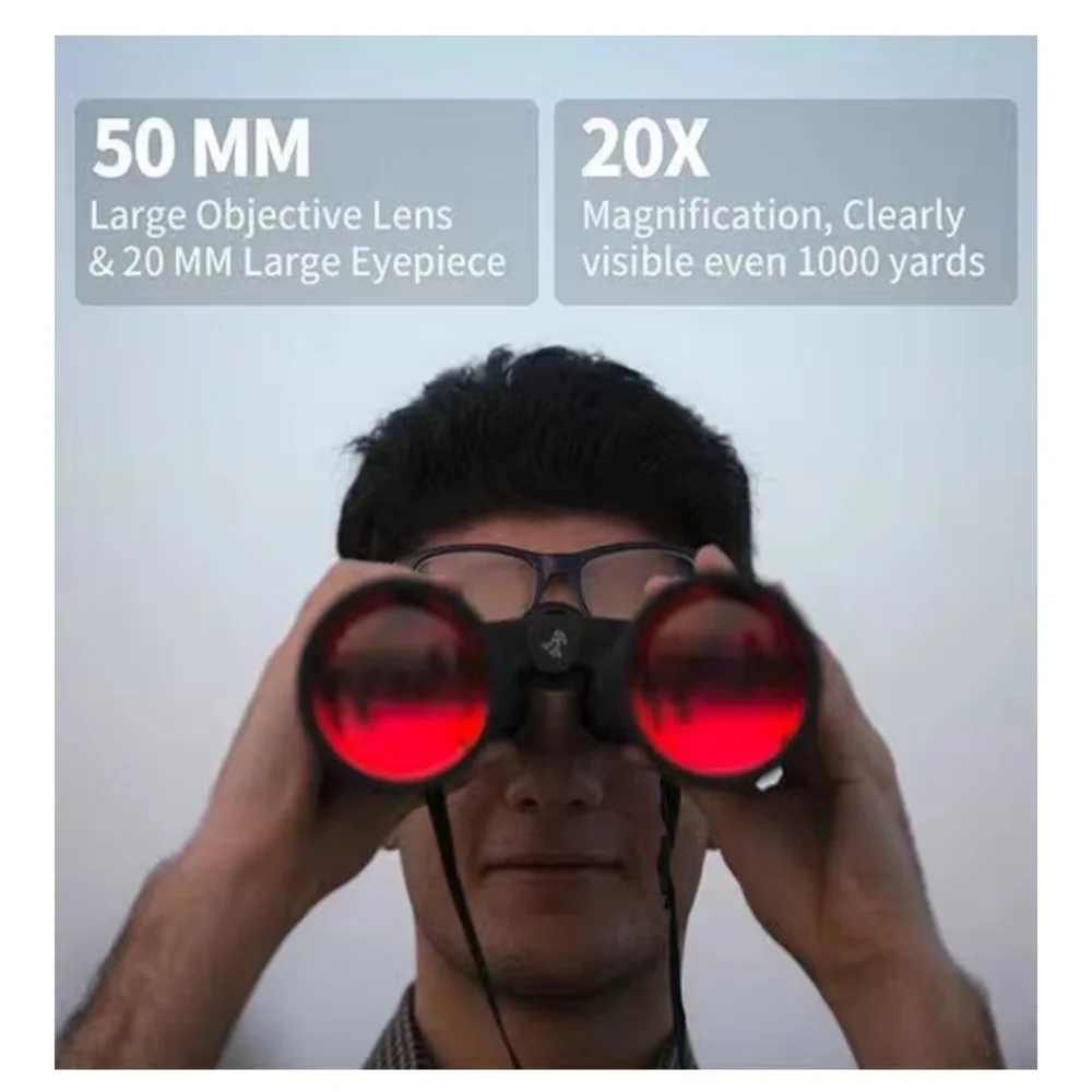 Black Binoculars with Red Lenses - Compact Outdoor Optics